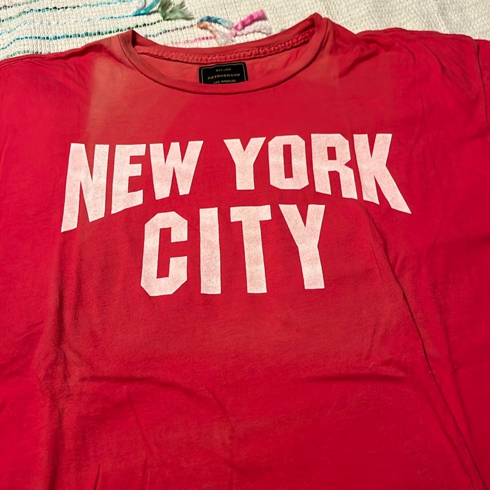 ❤️ Retro brand NYC Red W/White Lettering Tee! ❤️ OSFM!